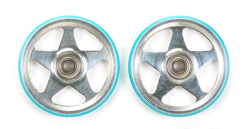 TAMIYA 95397 19Mm Alum 5 Spoke Rollers W/Plastic Rings Light Blue- Japan Figure Store - #1 Bring To You The Best Japanese Goods