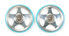 TAMIYA 95397 19Mm Alum 5 Spoke Rollers W/Plastic Rings Light Blue- Japan Figure Store - #1 Bring To You The Best Japanese Goods