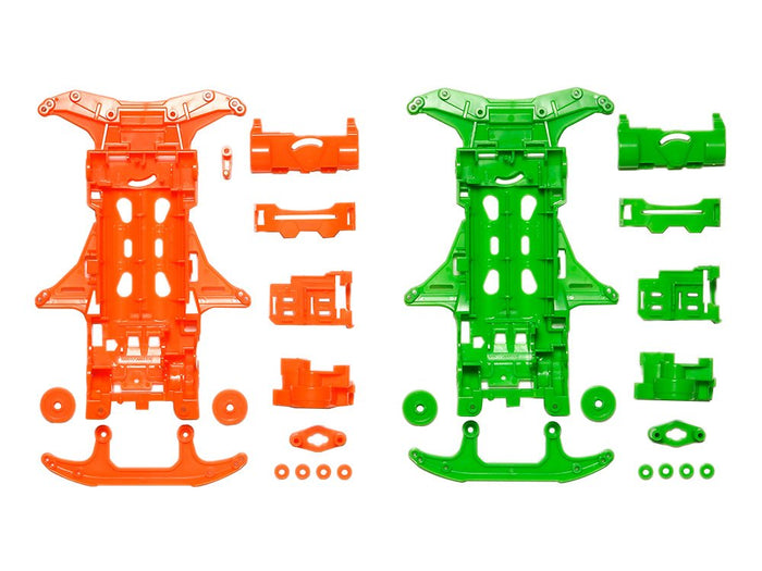 TAMIYA 95355 Mini 4Wd Fluorescent Chassis Set Vs Chassis Orange/Green- Japan Figure Store - #1 Bring To You The Best Japanese Goods