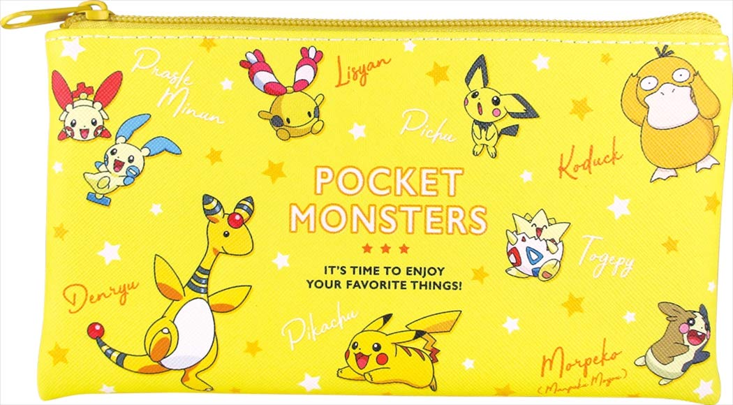 POKEMON CENTER ORIGINAL Multipurpose Flat Pouch Yellow- Japan Figure Store - #1 Bring To You The Best Japanese Goods