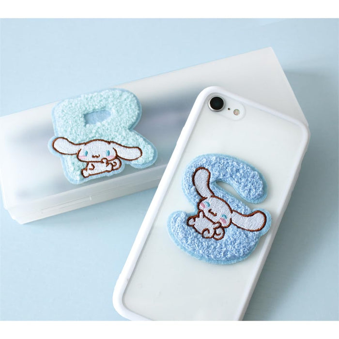 Sanrio Fluffy Initial Embroidery Cinnamoroll Sticker T's Factory SR-5541921Cs H6xW7cm- Japan Figure Store - #1 Bring To You The Best Japanese Goods