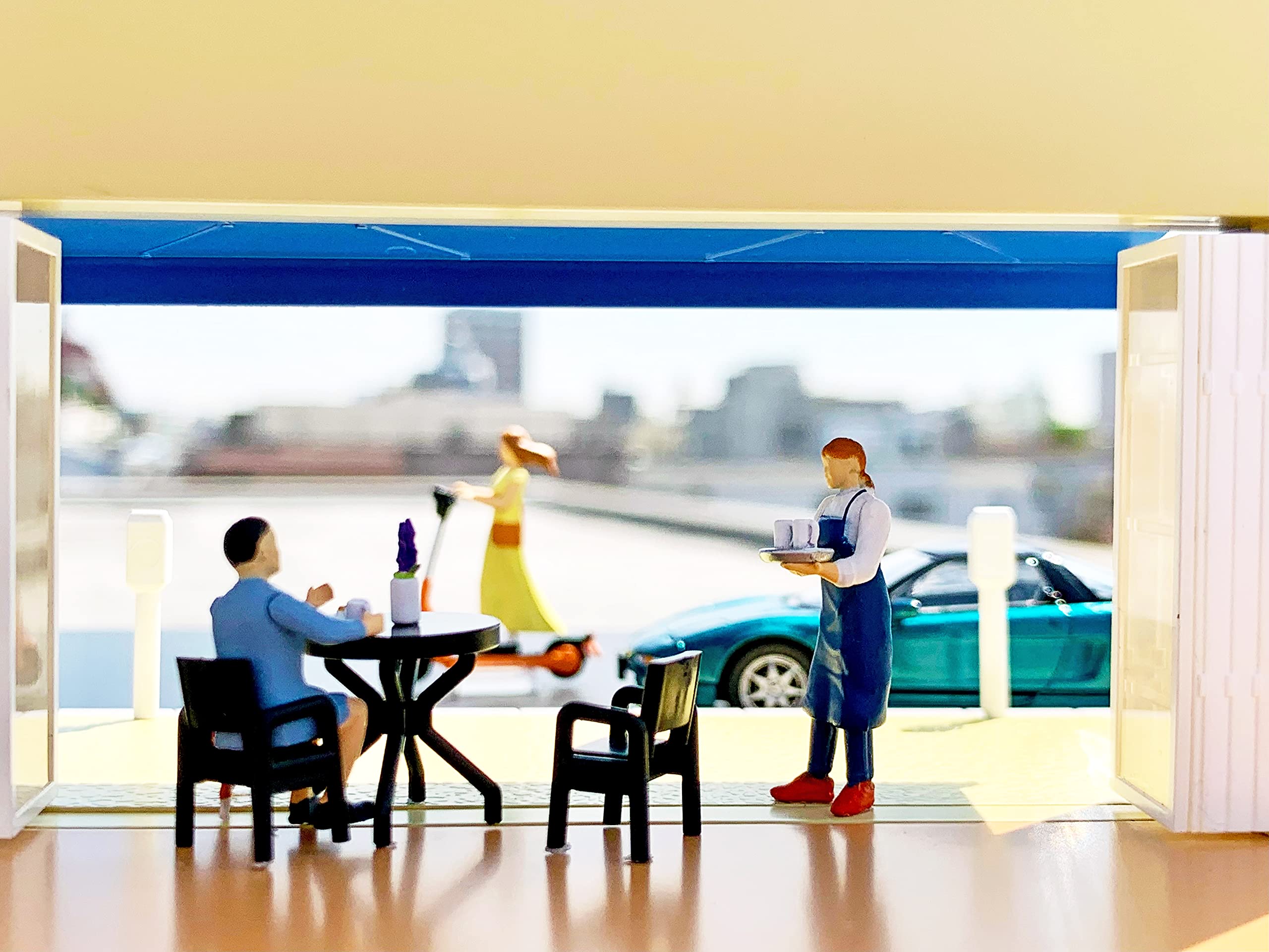 Tomytec Car Snap 21A Cafe Terrace Die-Cast Mini Set with Painted PVC Resin Dolls- Japan Figure Store - #1 Bring To You The Best Japanese Goods