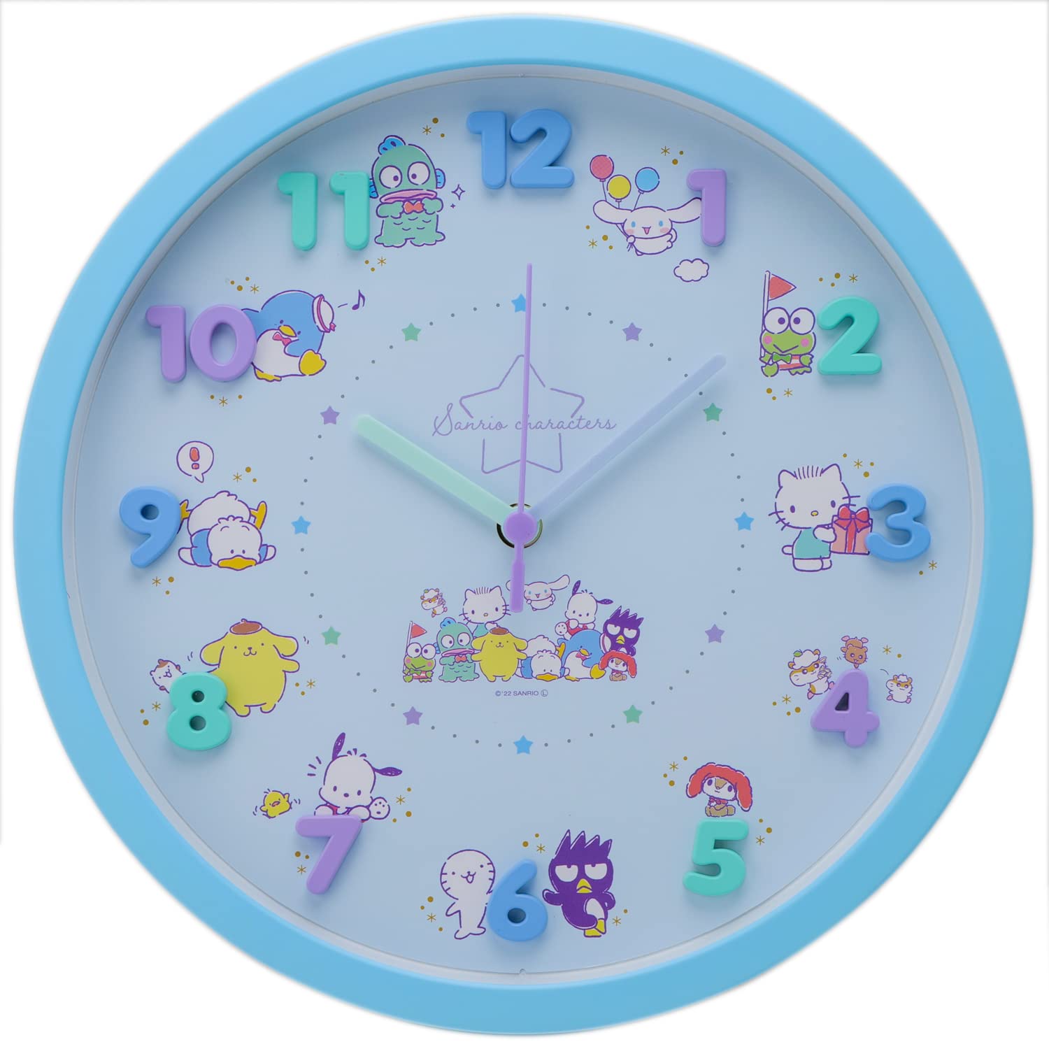 Tsujisel Sanrio Wall Clock Blue Icon Wall Clock Analog Quiet Continuous Second Hand Man 2926204- Japan Figure Store - #1 Bring To You The Best Japanese Goods