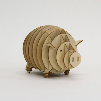 A-ZONE Wooden Art Ki-Gu-Mi Pig Coin Box- Japan Figure Store - #1 Bring To You The Best Japanese Goods
