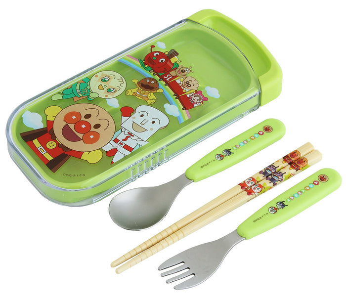 Lec Japan Wreck Anpanman Slide 3-Piece Set (Chopsticks Spoon Fork) Green- Japan Figure Store - #1 Bring To You The Best Japanese Goods